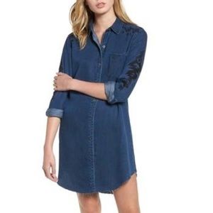 RAILS Ashland Chambray Shirt Dress Dark Vintage Embroidered